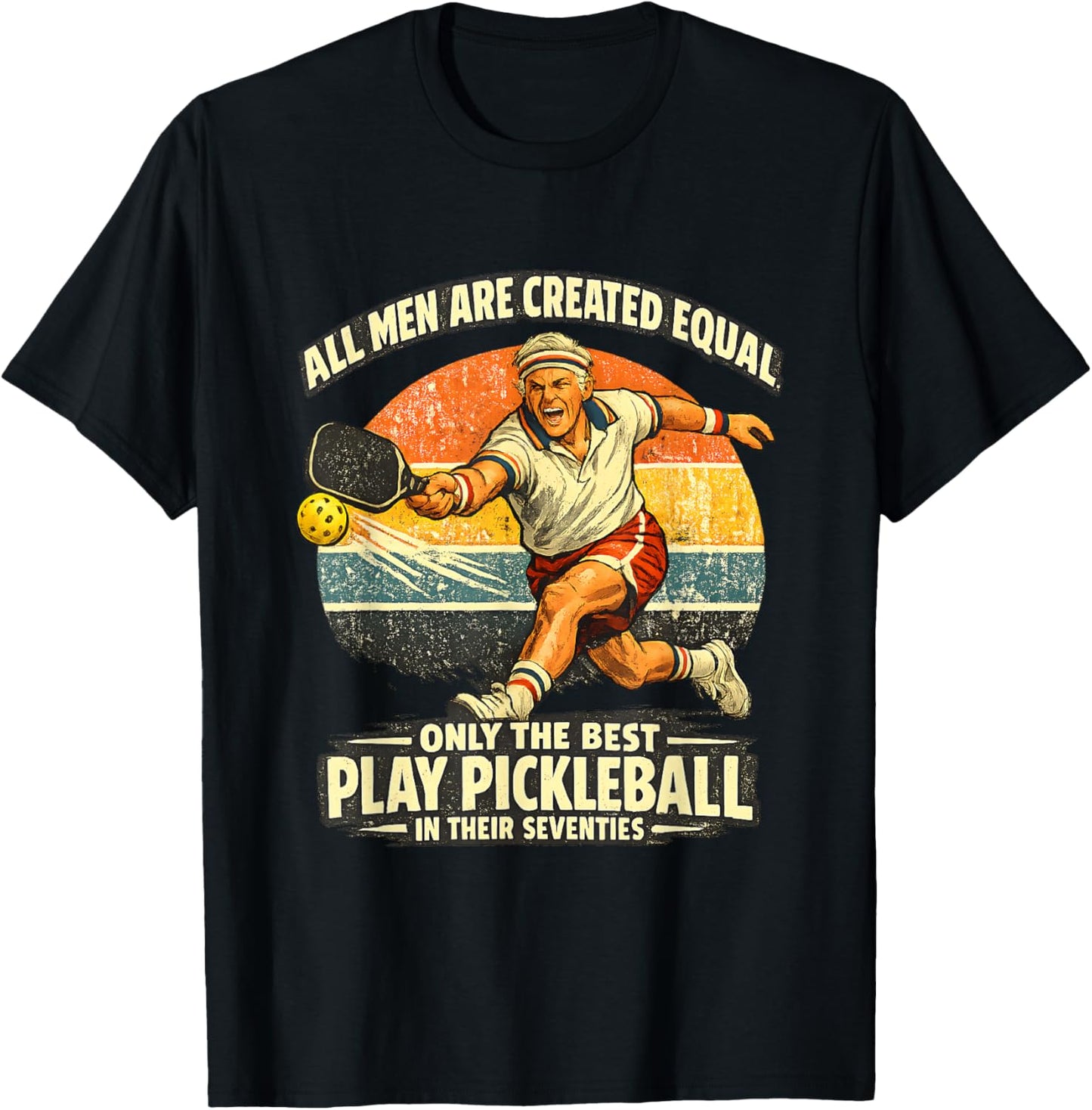 Funny 70th Birthday Pickleball Player 70 Years Old Paddle T-Shirt - T-Shirt | Black