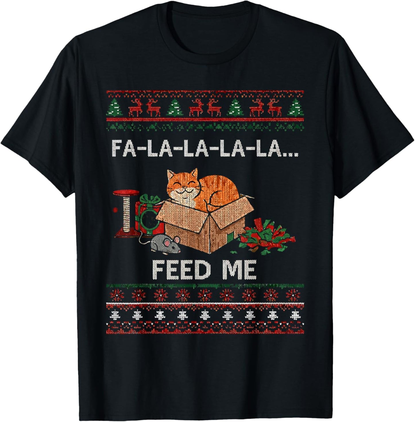 Xmas Cat Humor Funny T-Shirt - T-Shirt | Black