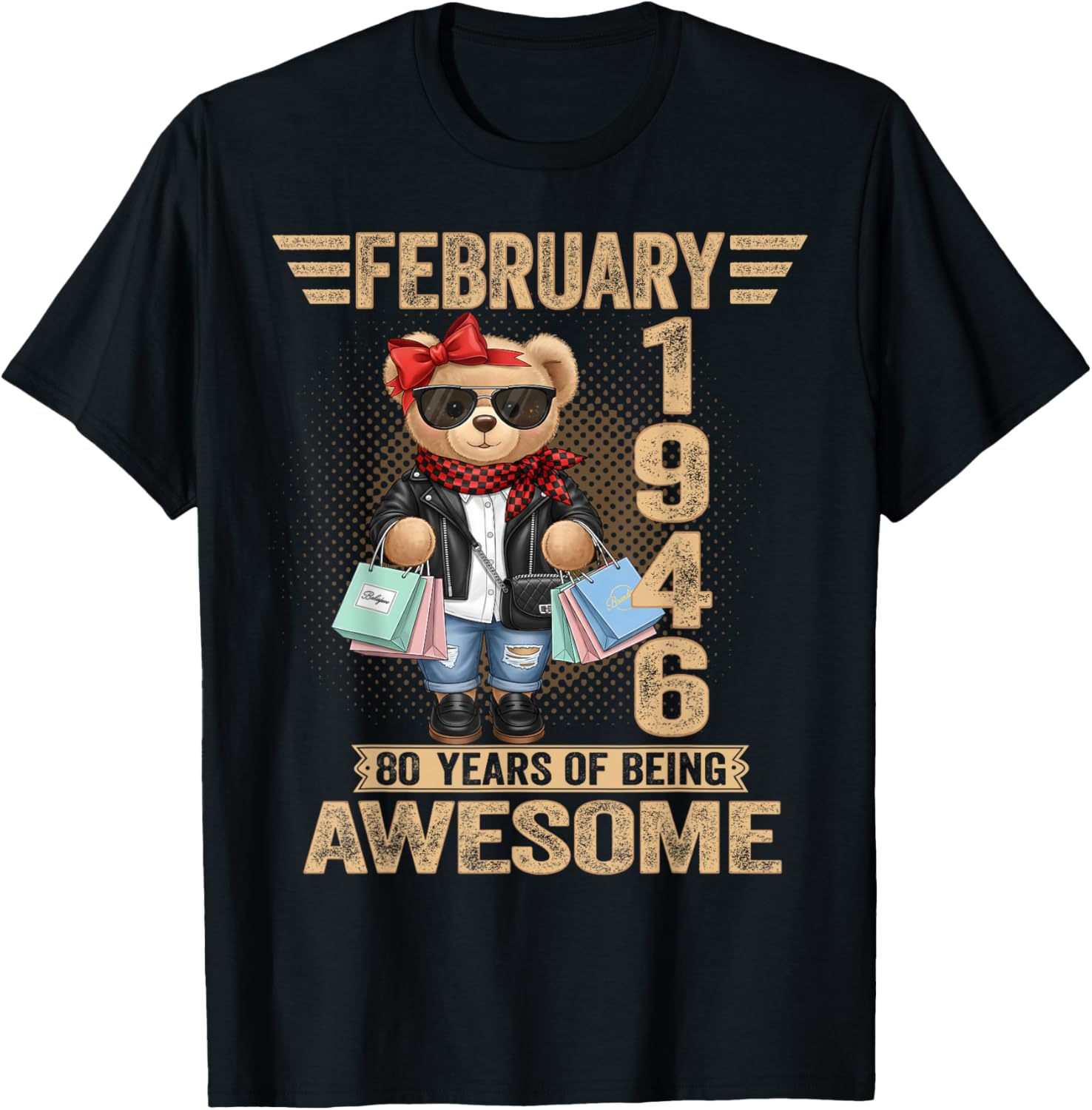 80 Year Old February 1946 Teddy Bear 80th Birthday Women T-Shirt - T-Shirt | Black