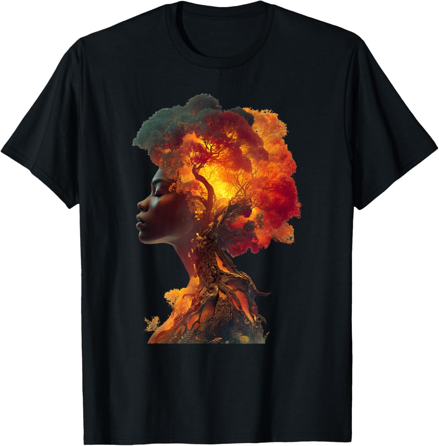Black History Afro Woman Tree Roots Nature Art Heritage T-Shirt - T-Shirt | Black