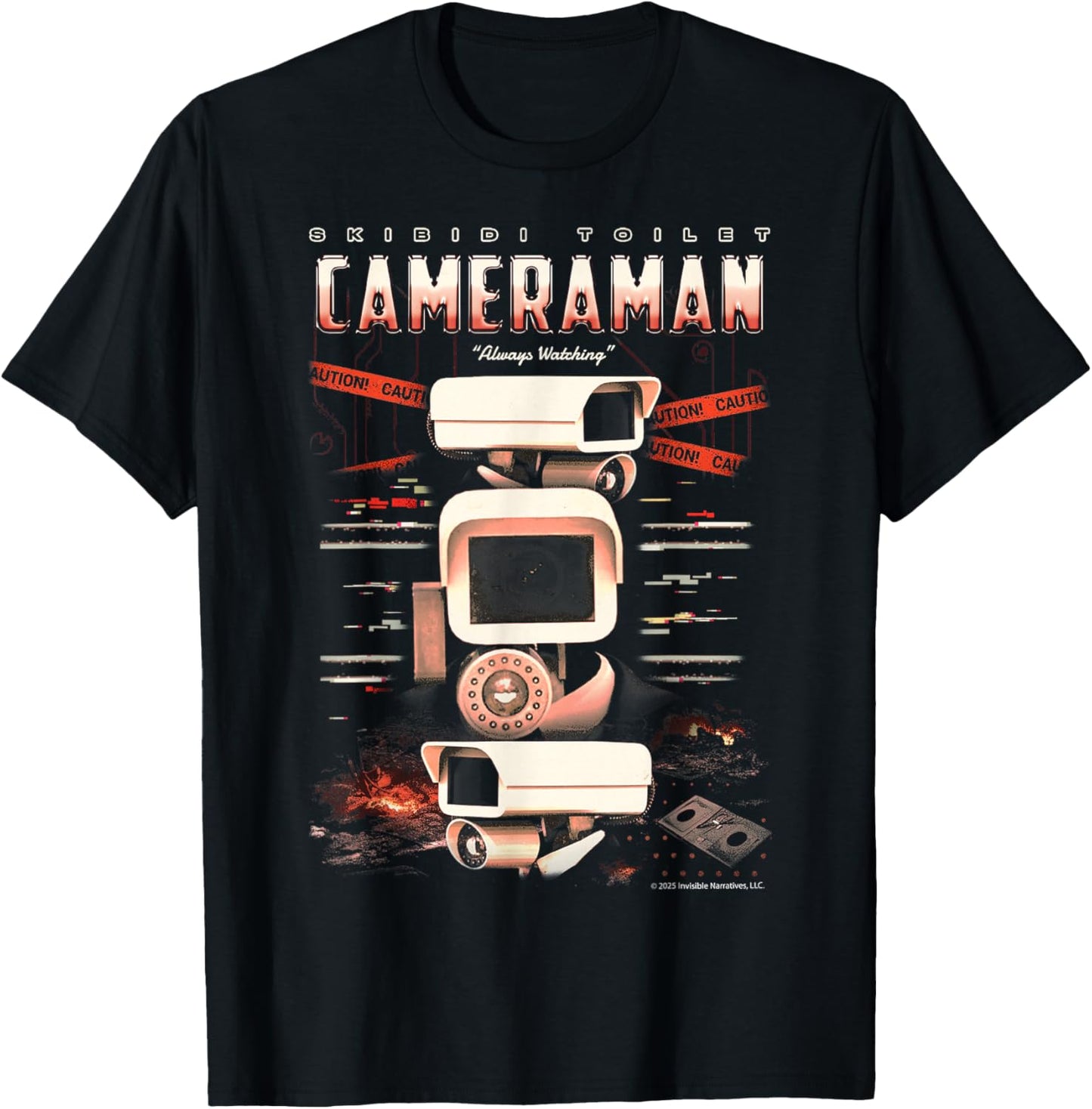 Skibidi Toilet Cameraman Always Watching T-Shirt - T-Shirt | Black
