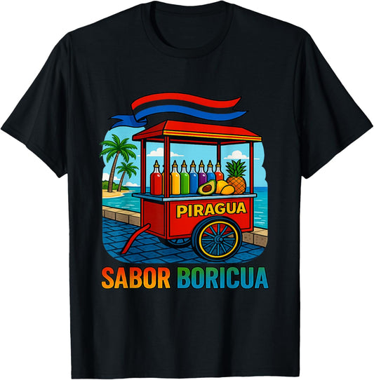 Piragua Sabor Boricua Tropical Vibes Puerto Rico T-Shirt - T-Shirt | Black