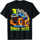 Monster Truck 3rd Birthday Crushing It Since 2023 Party Boys T-Shirt - T-Shirt | Black