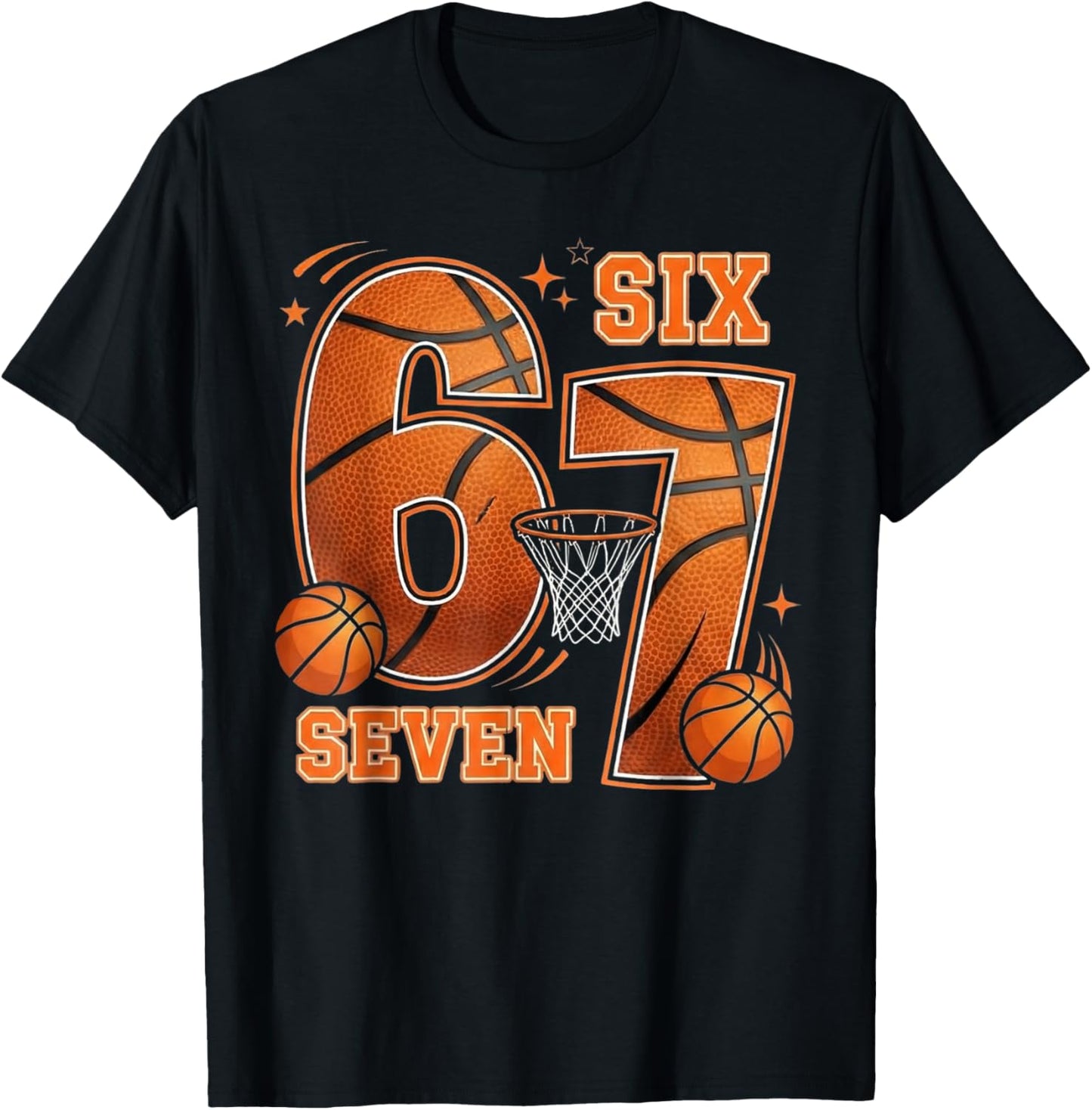 67 Basketball Birthday 6 7 Hoops T-Shirt - T-Shirt | Black