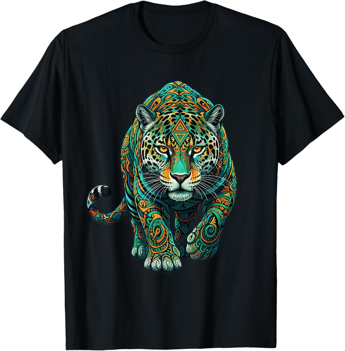 Mandala Spiritual Jaguar Zen Art Mindfulness Wisdom Yoga T-Shirt - T-Shirt | Black