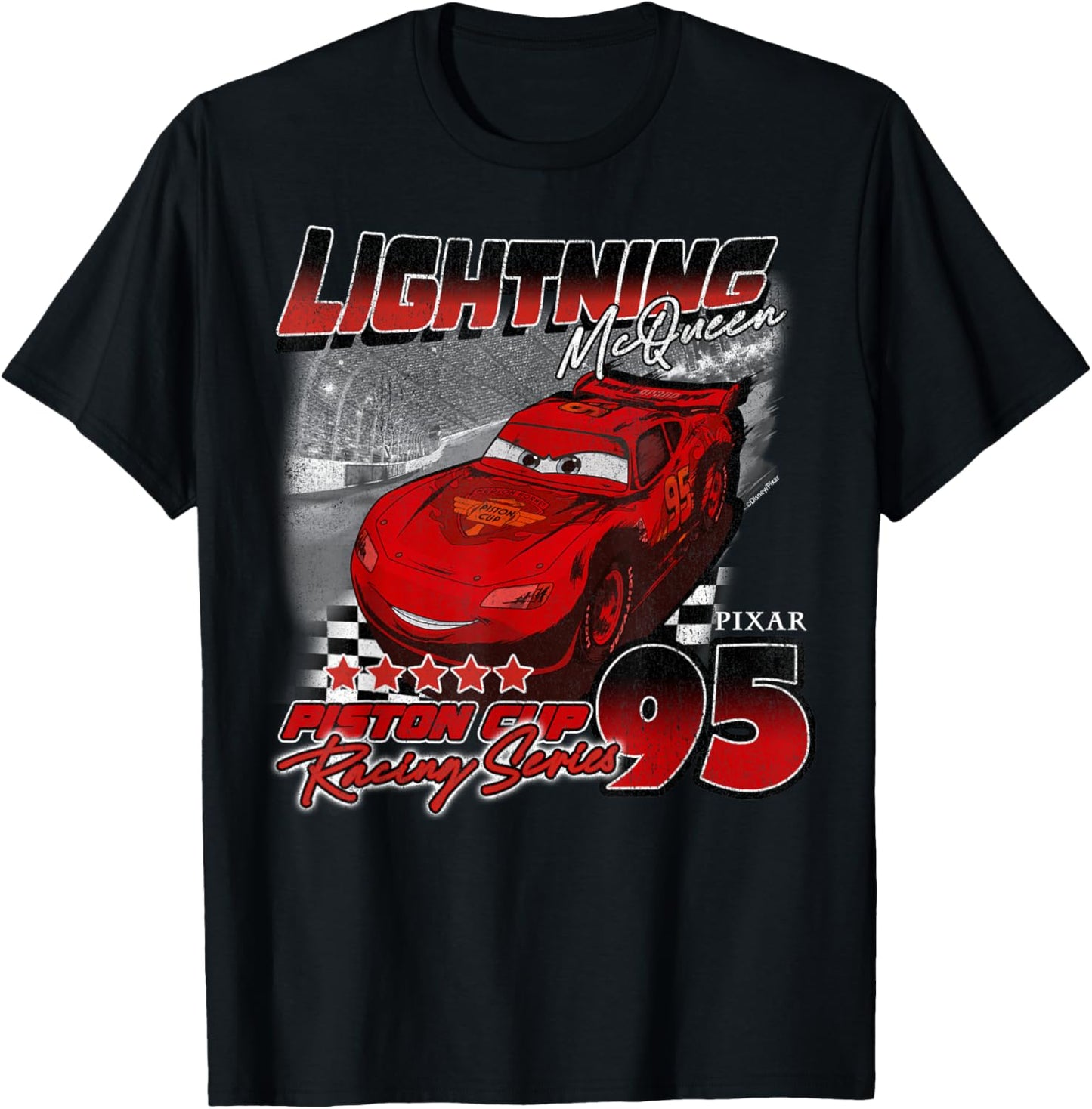 Disney Pixar Cars Lightning McQueen Piston Cup Series 95 T-Shirt - T-Shirt | Black