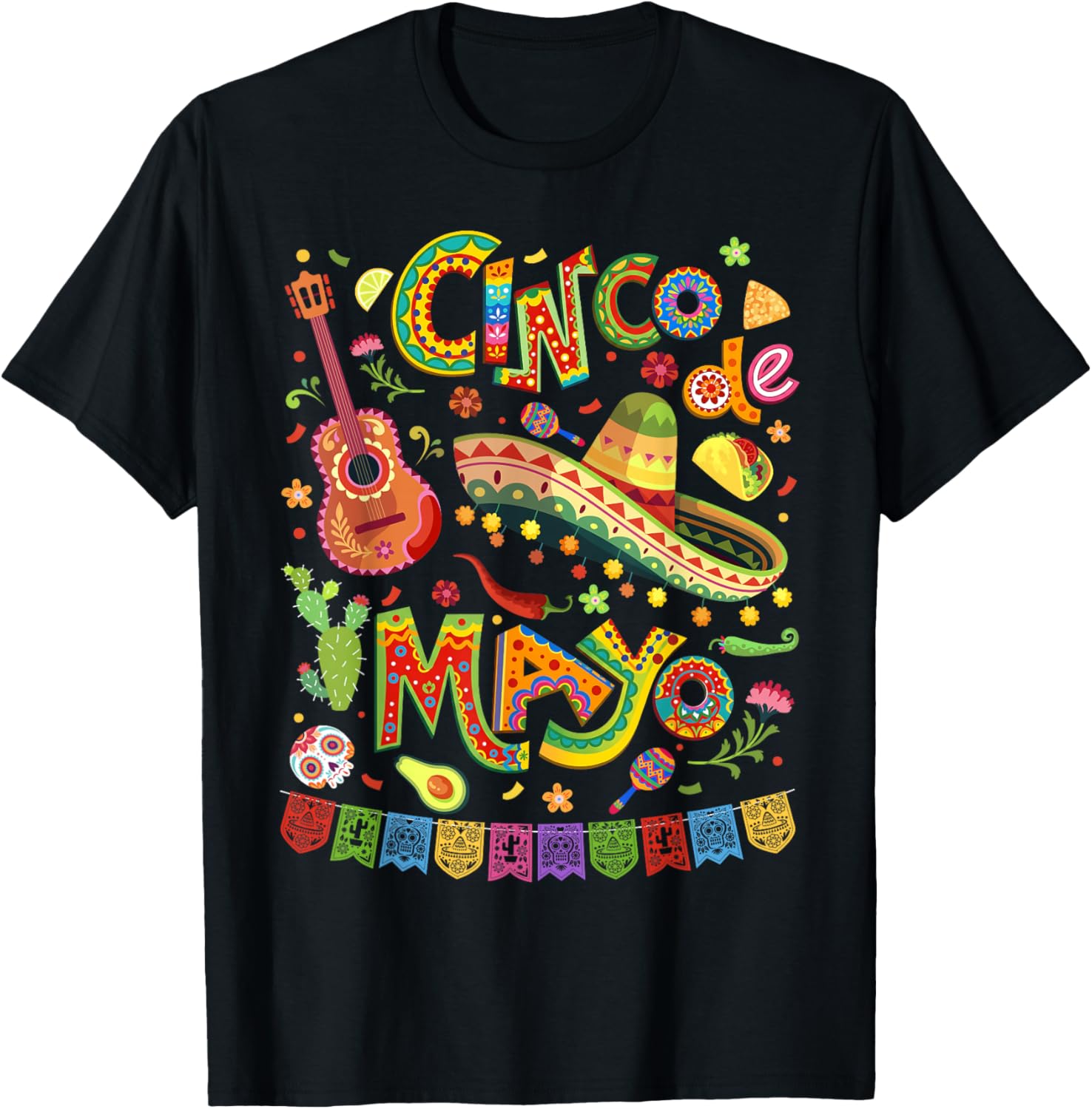 Happy Cinco de Mayo Fiesta Mexican Party 5 De Mayo Men Women T-Shirt - T-Shirt | Black