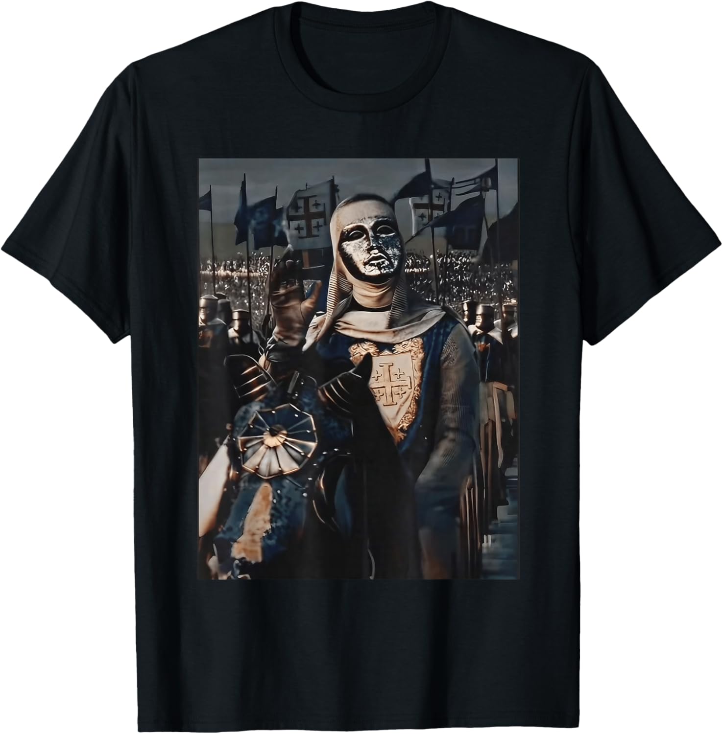 Sliver Mask King Baldwin IV Meme The Leper King Warrior T-Shirt - T-Shirt | Black