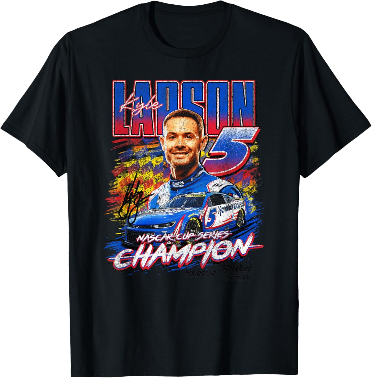 Hendrick Motorsports Kyle Larson Nascar Cup Series Champion T-Shirt - T-Shirt | Black