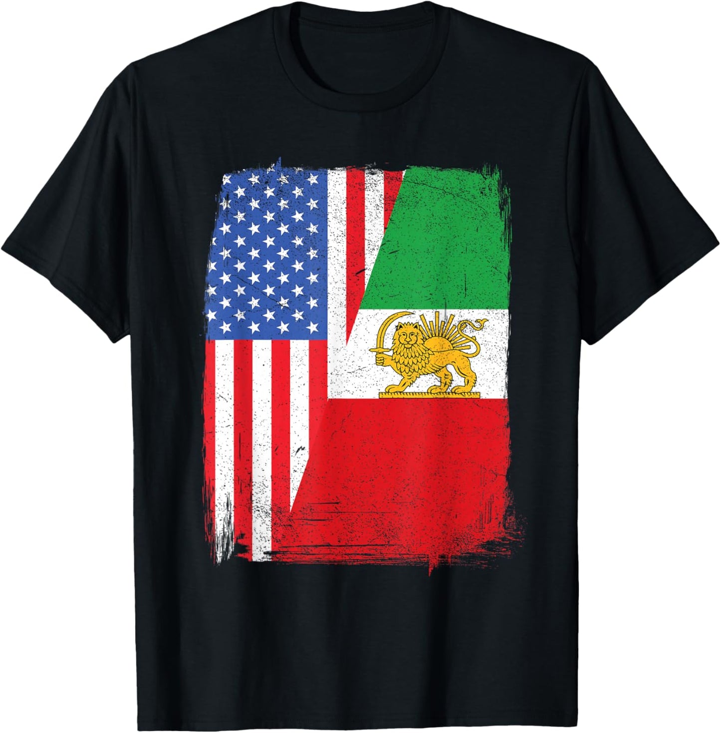 Persian American Flag USA Persia Roots Heritage T-Shirt - T-Shirt | Black