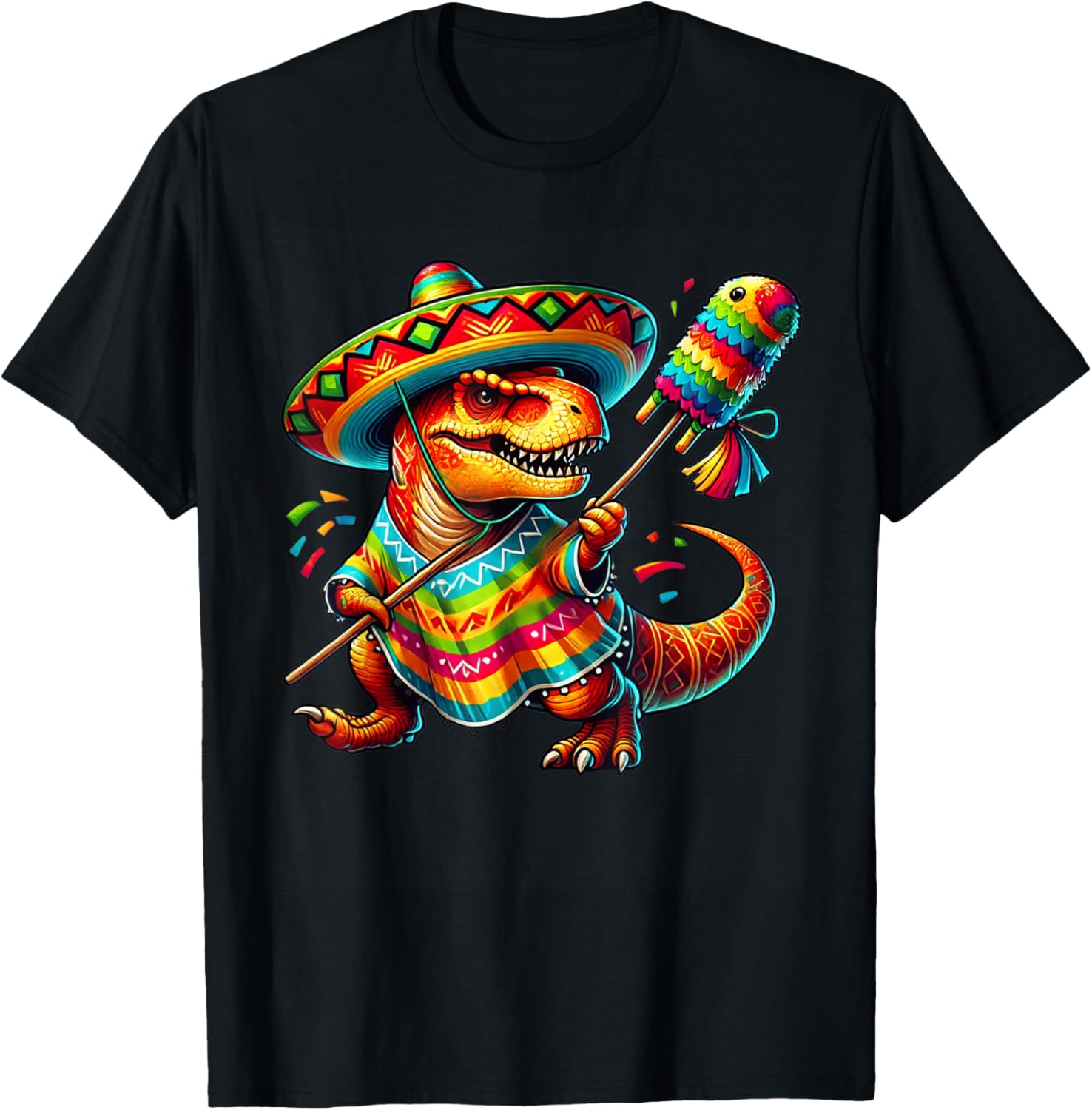 T-Rex Pinata Sombrero Cinco de Mayo Mexican Dinosaur Boys T-Shirt - T-Shirt | Black