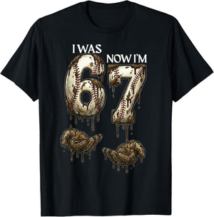 I was 6 Now I'm 7 Funny Baseball 6 7 Birthday Boys Girls T-Shirt - T-Shirt | Black