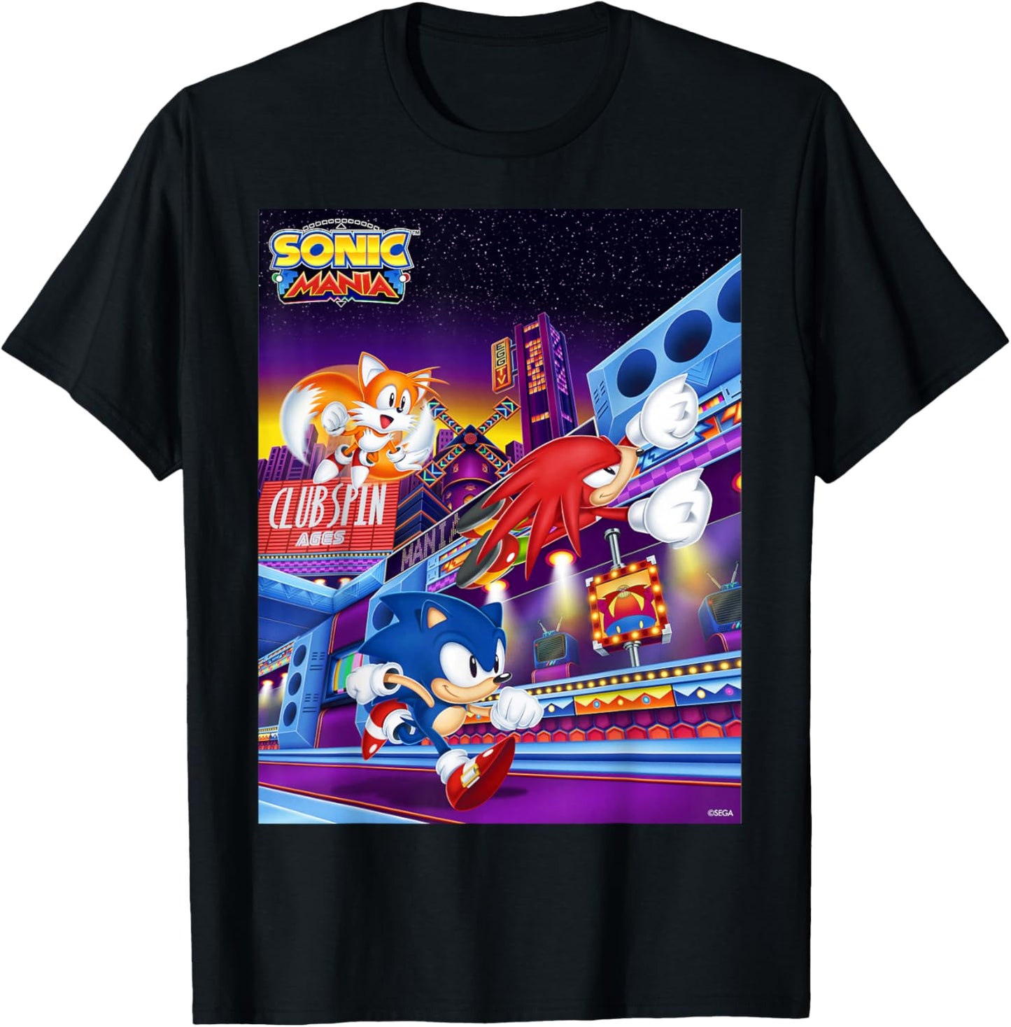 Sonic The Hedgehog - Sonic Mania Club Spin T-Shirt - T-Shirt | Black