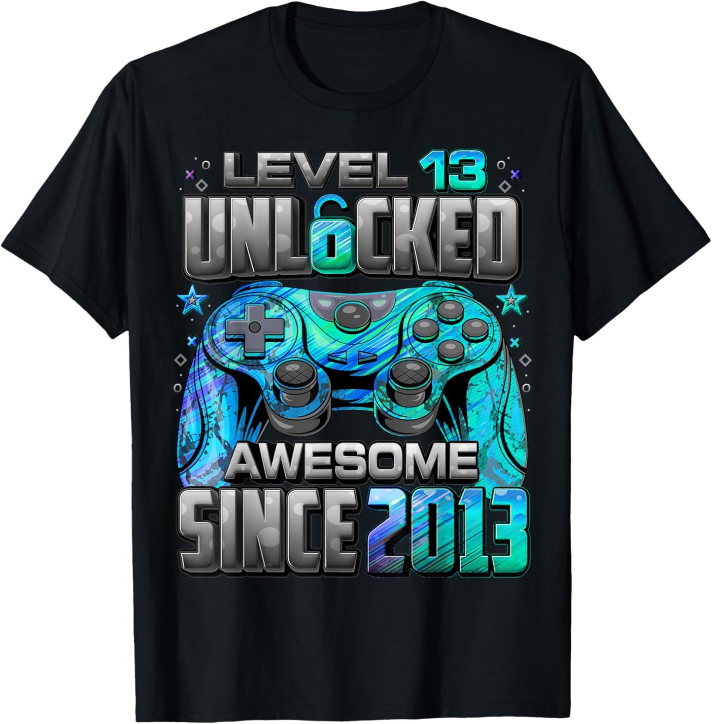 Level 13 Unlocked Awesome Since 2013 13th Birthday Gaming T-Shirt - T-Shirt | Black