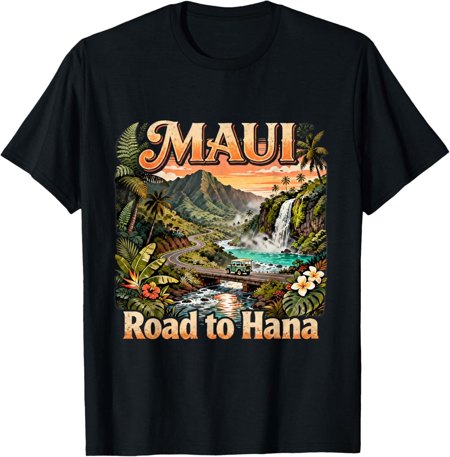 Maui Road to Hana Scenic Hawaii Travel Quote T-Shirt - T-Shirt | Black