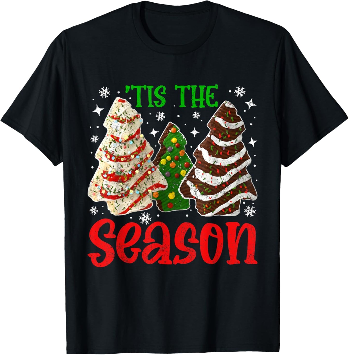 Retro Tis The Season Christmas Tree Cakes T-Shirt - T-Shirt | Black