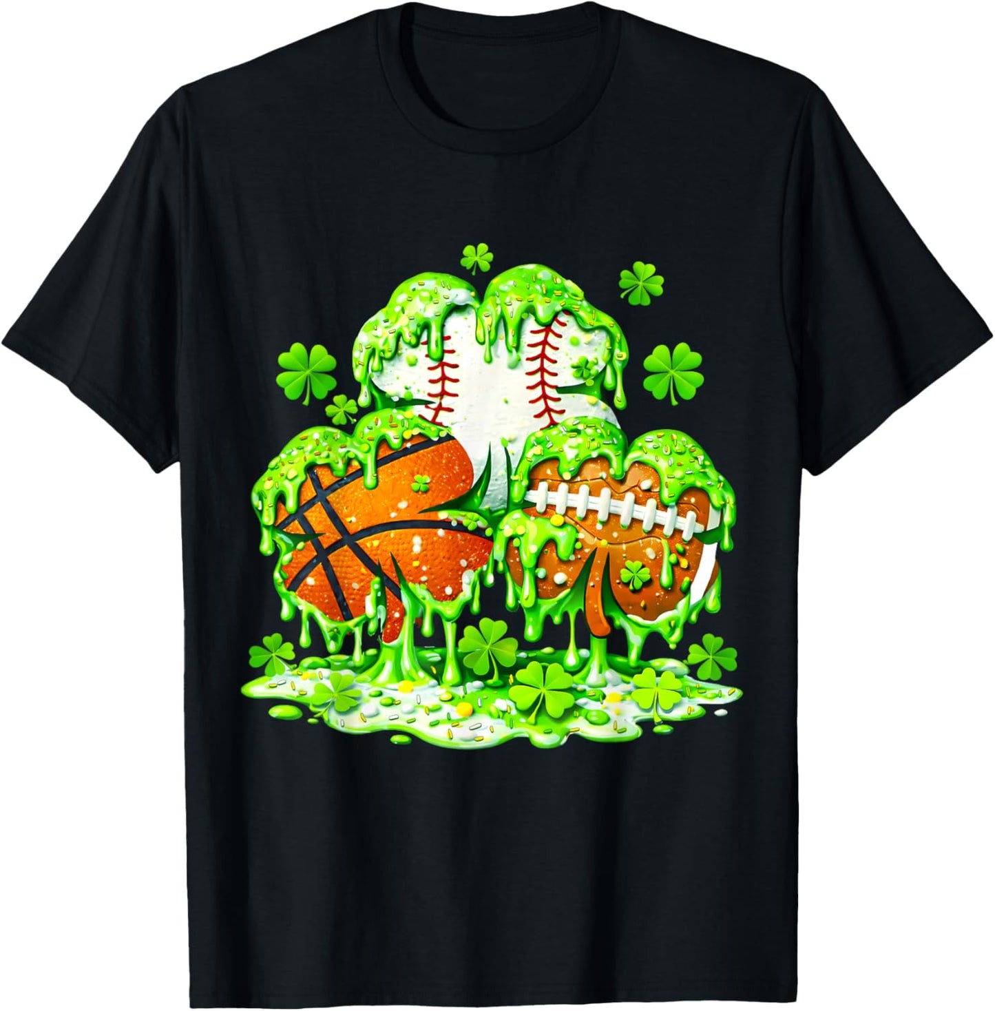 Kids St Patricks Day Shamrock Basketball Baseball Football T-Shirt - T-Shirt | Black