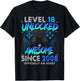 Level 18 Unlocked Awesome Since 2008 18th Birthday Gaming T-Shirt - T-Shirt | Black