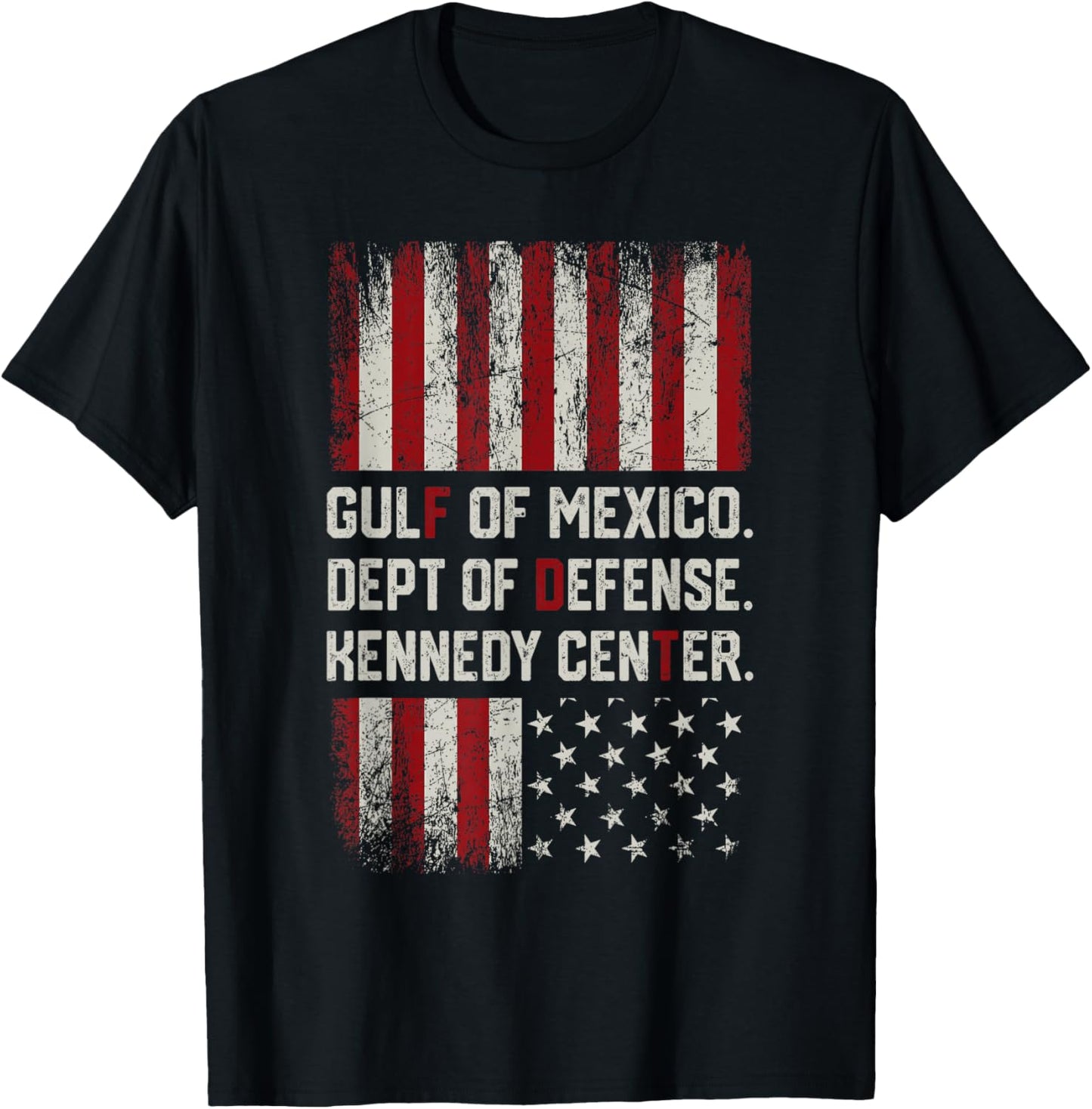 Gulf of Mexico Dept of Defense Kennedy Center US Flag Funny T-Shirt - T-Shirt | Black
