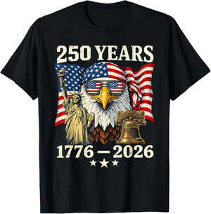 Flag Vintage 250 Years American 1776 2026 250th USA Birthday T-Shirt - T-Shirt | Black