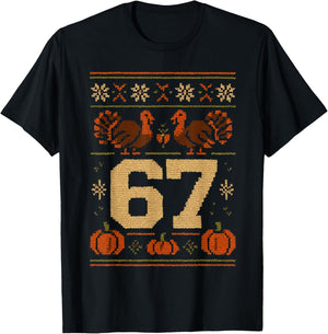 67 Thanksgiving Turkey 6 7 Meme Ugly Six Seven Teen Boy Kids T-Shirt - T-Shirt | Black