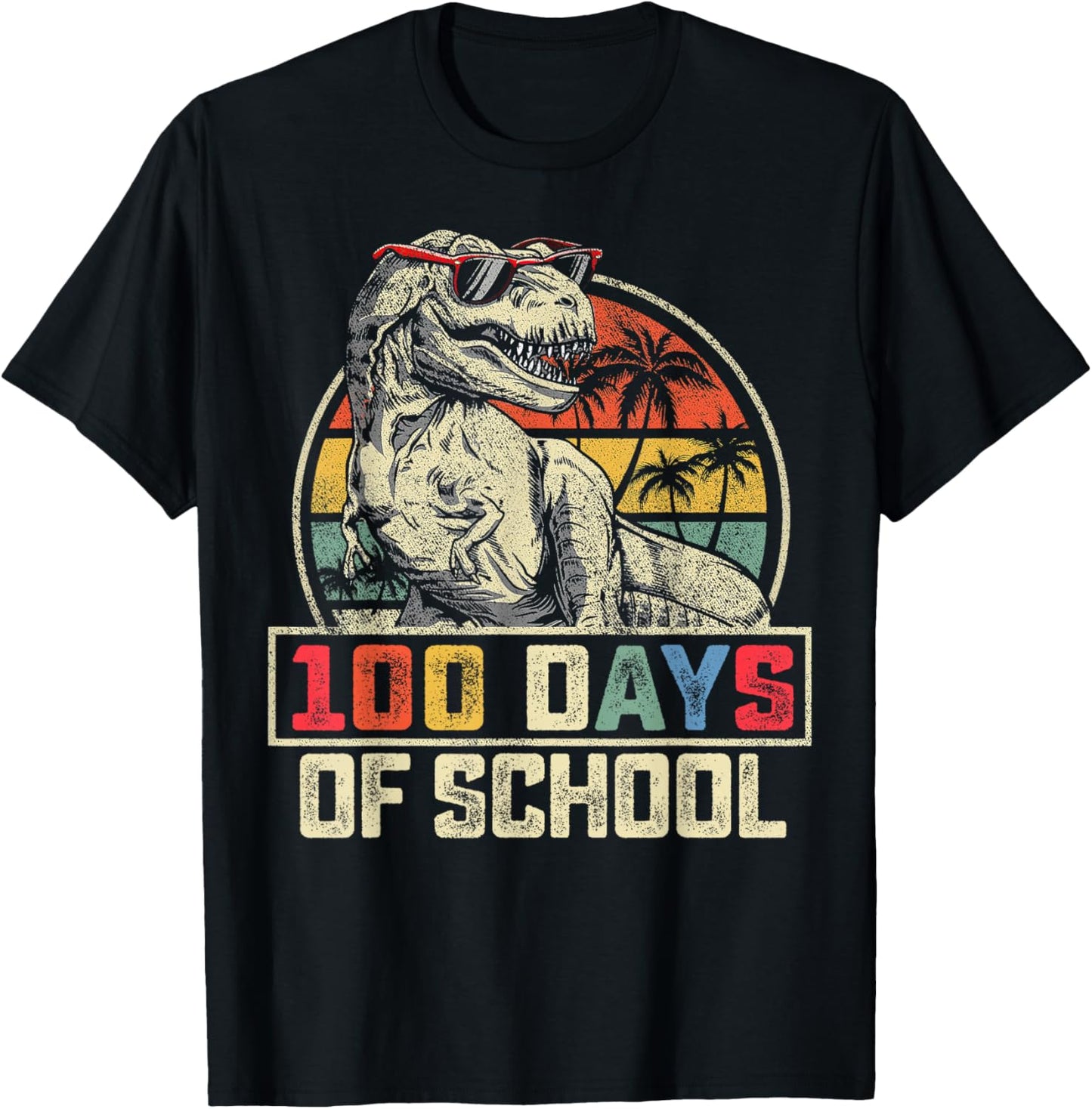 100 Days of School 100th Day Dinosaur T-rex Men Boys Kids T-Shirt - T-Shirt | Black