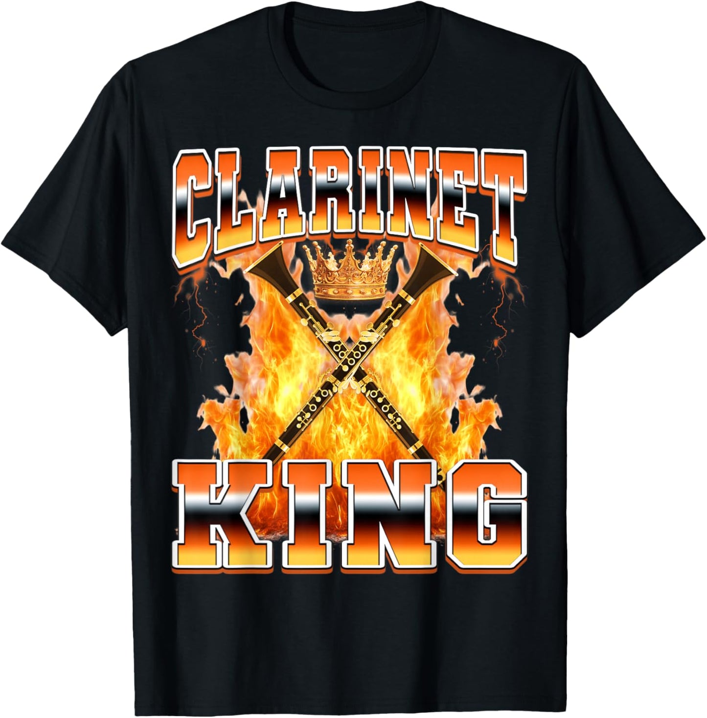 Clarinet King Instrument Clarinet Player Clarinetist 90s T-Shirt - T-Shirt | Black