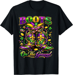 Mardi Gras Boots On The Ground Cowgirl Western Black History T-Shirt - T-Shirt | Black