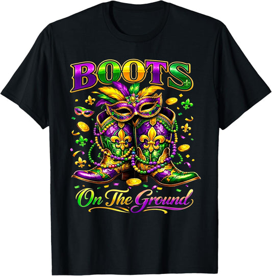 Mardi Gras Boots On The Ground Cowgirl Western Black History T-Shirt - T-Shirt | Black