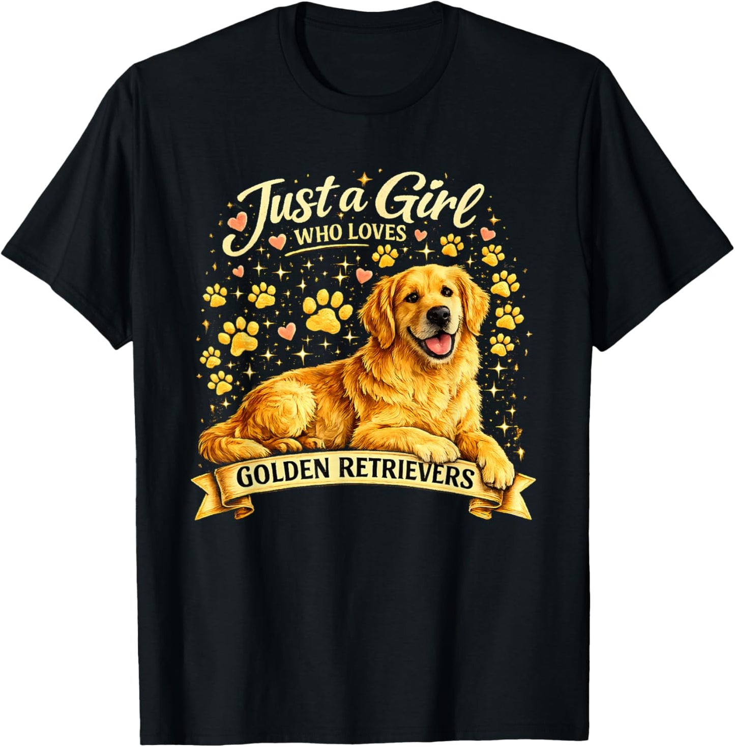 Just a Girl Who Loves Golden Retrievers Graphic T-Shirt - T-Shirt | Black