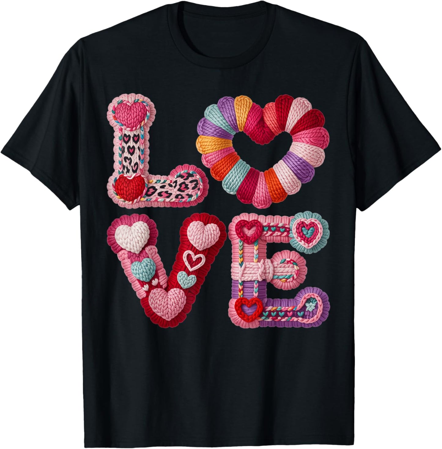 Valentines Day Love Letters Hearts Matching Couples T-Shirt - T-Shirt | Black