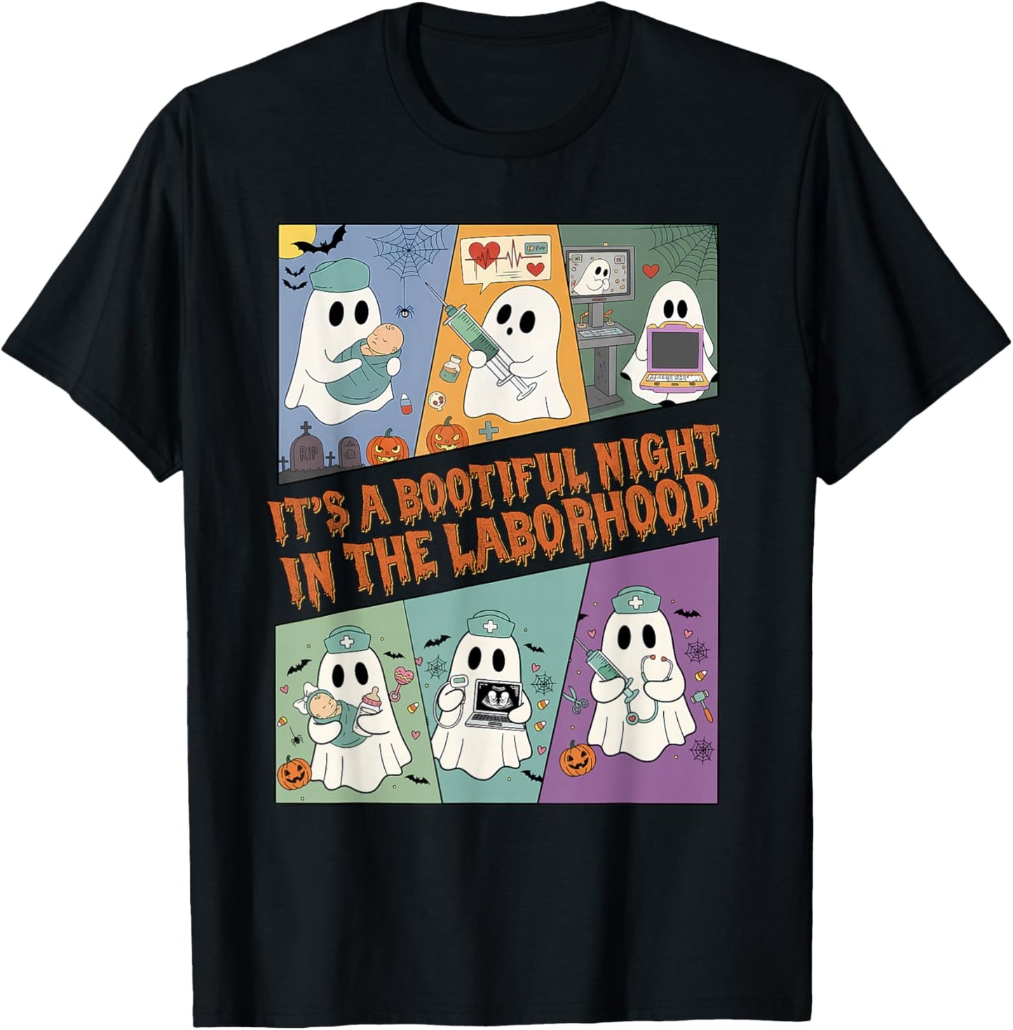 It's A Bootiful Night in The Laborhood, L&D Nurse Halloween T-Shirt - T-Shirt | Black