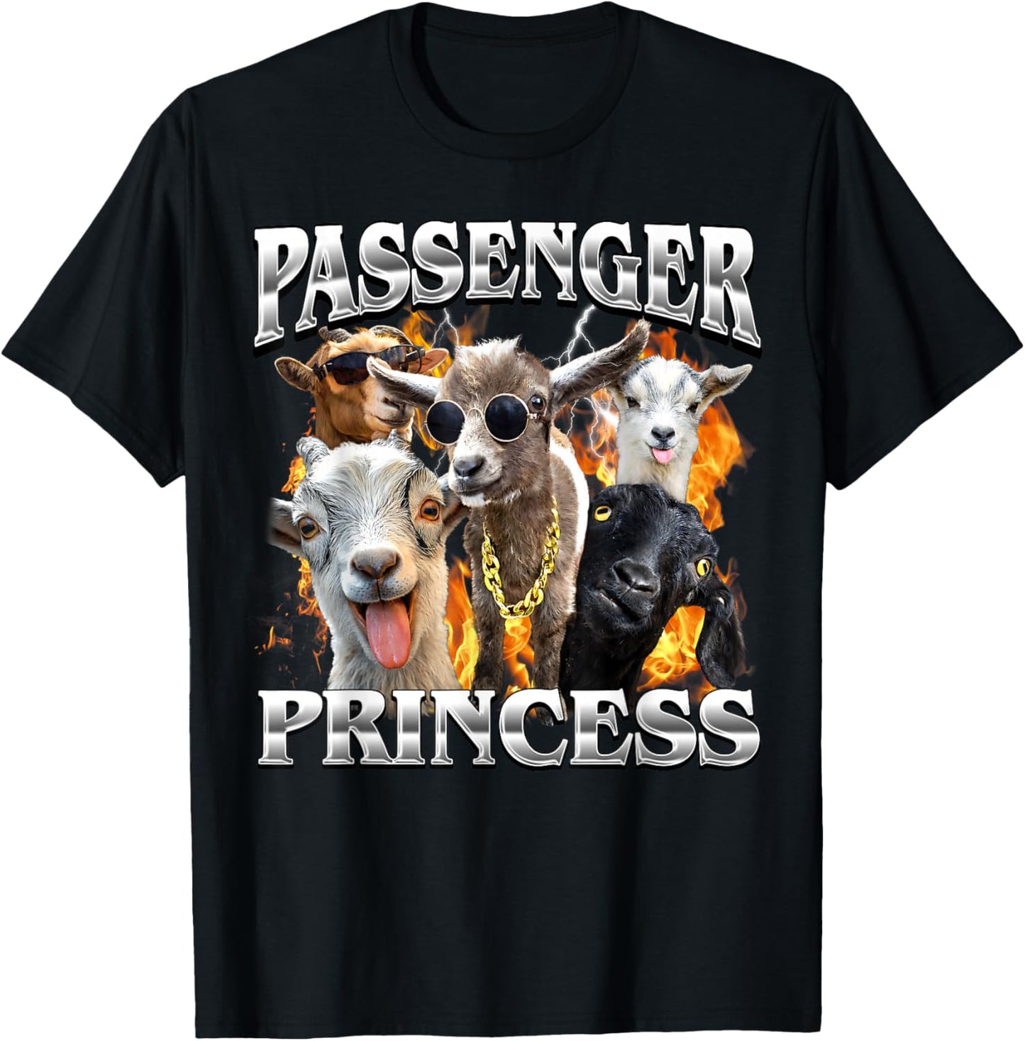 Passenger Princess Goat Adult Humor Bootleg Men Women T-Shirt - T-Shirt | Black