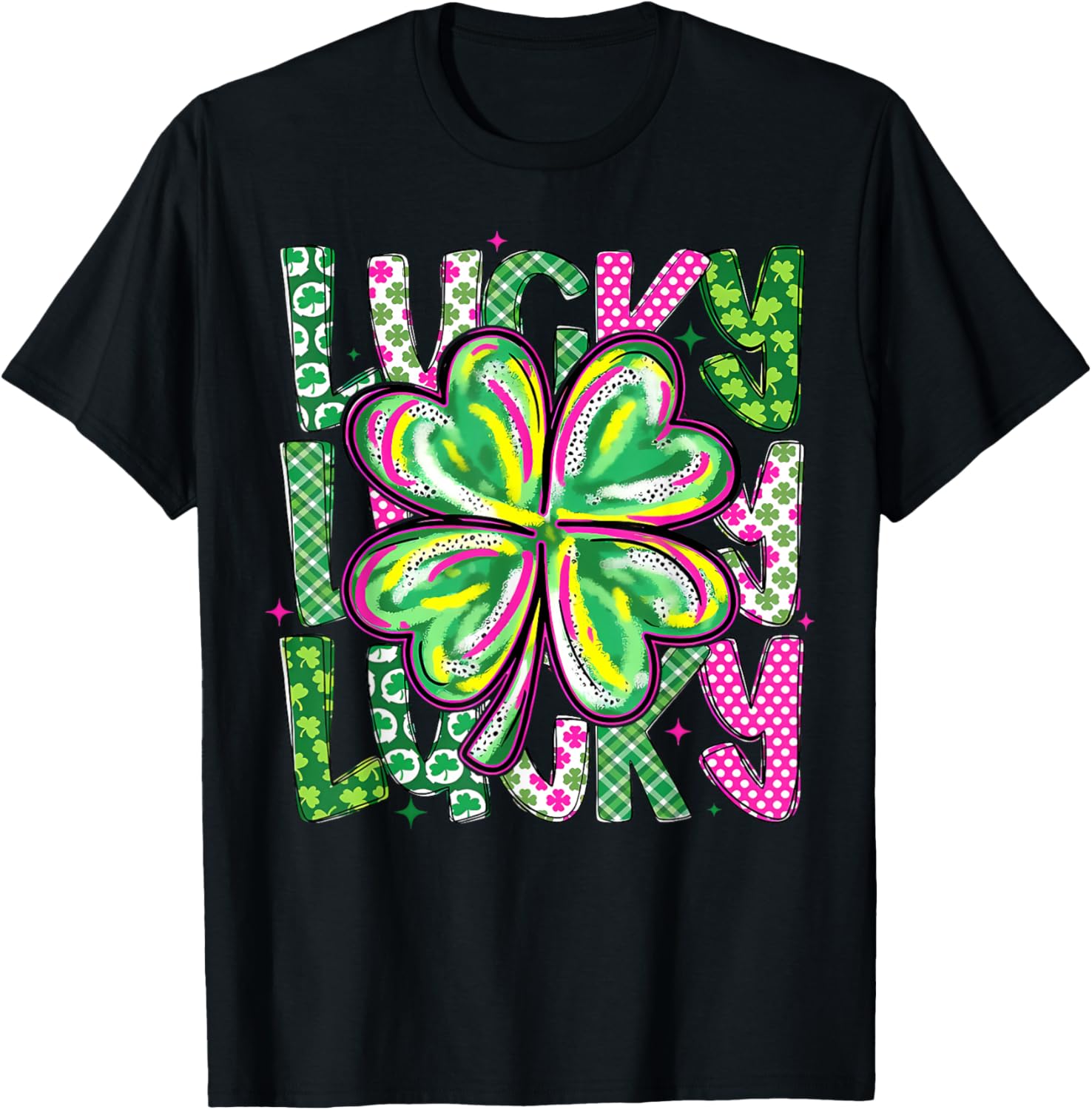 Lucky Shamrock Coquette Bow St Patricks Day Women Girl T-Shirt - T-Shirt | Black