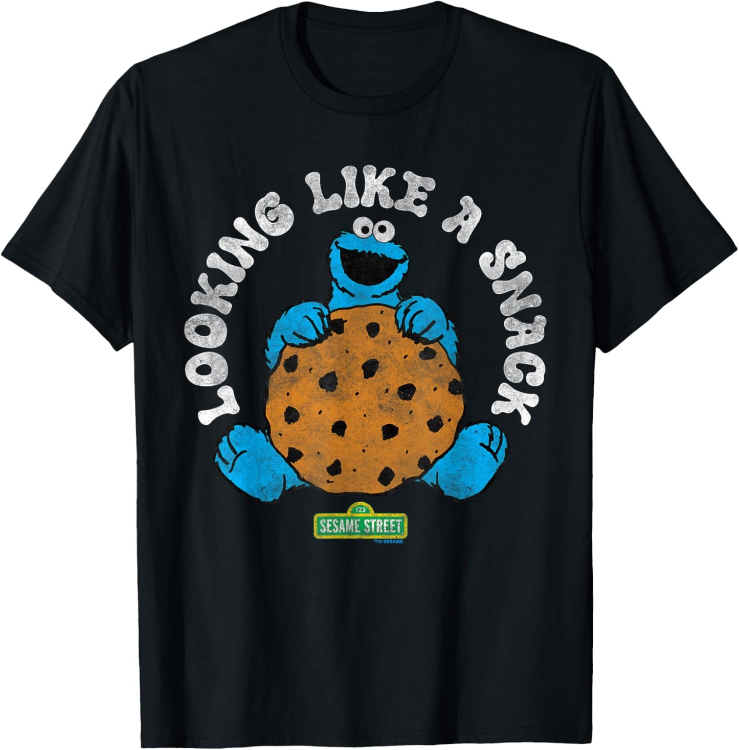 Sesame Street Cookie Monster Snack Big Cookie T-Shirt - T-Shirt | Black