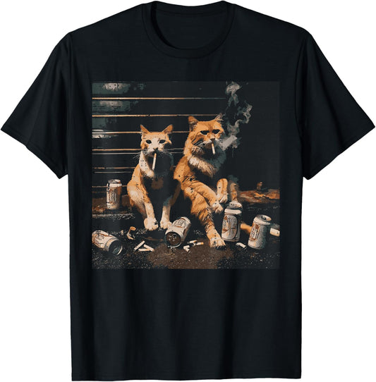 Gangsta Cats Funny Gangster Street Meme Humor Men Women T-Shirt - T-Shirt | Black