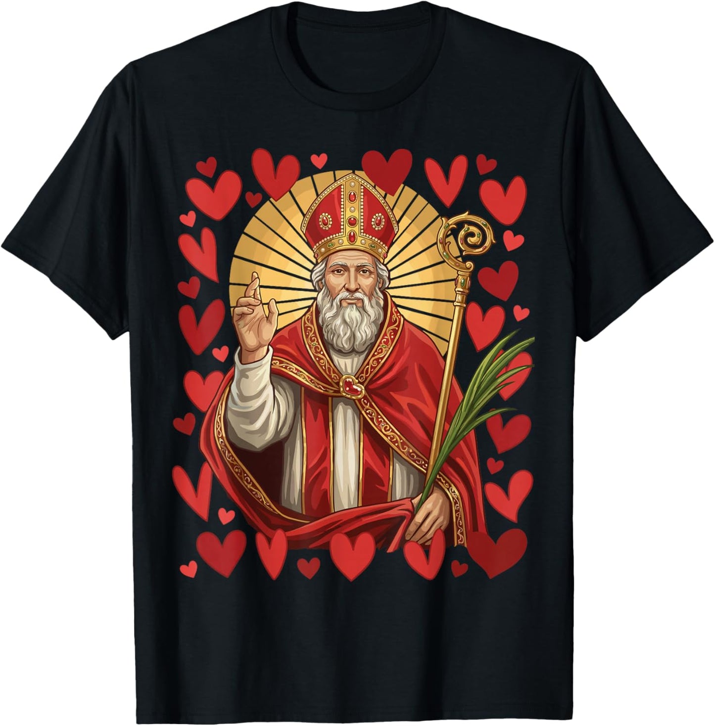 Saint Valentine Catholic St Valentines Patron Saint of Love T-Shirt - T-Shirt | Black