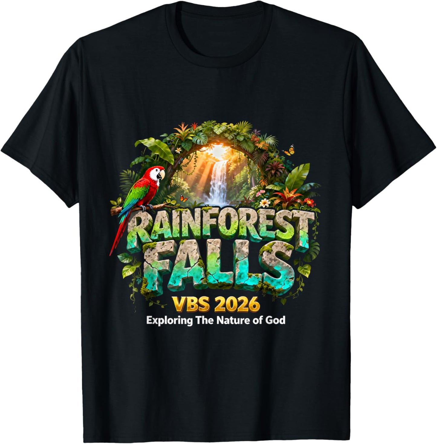 Rainforest Falls VBS 2026 Exploring The Nature of God T-Shirt - T-Shirt | Black