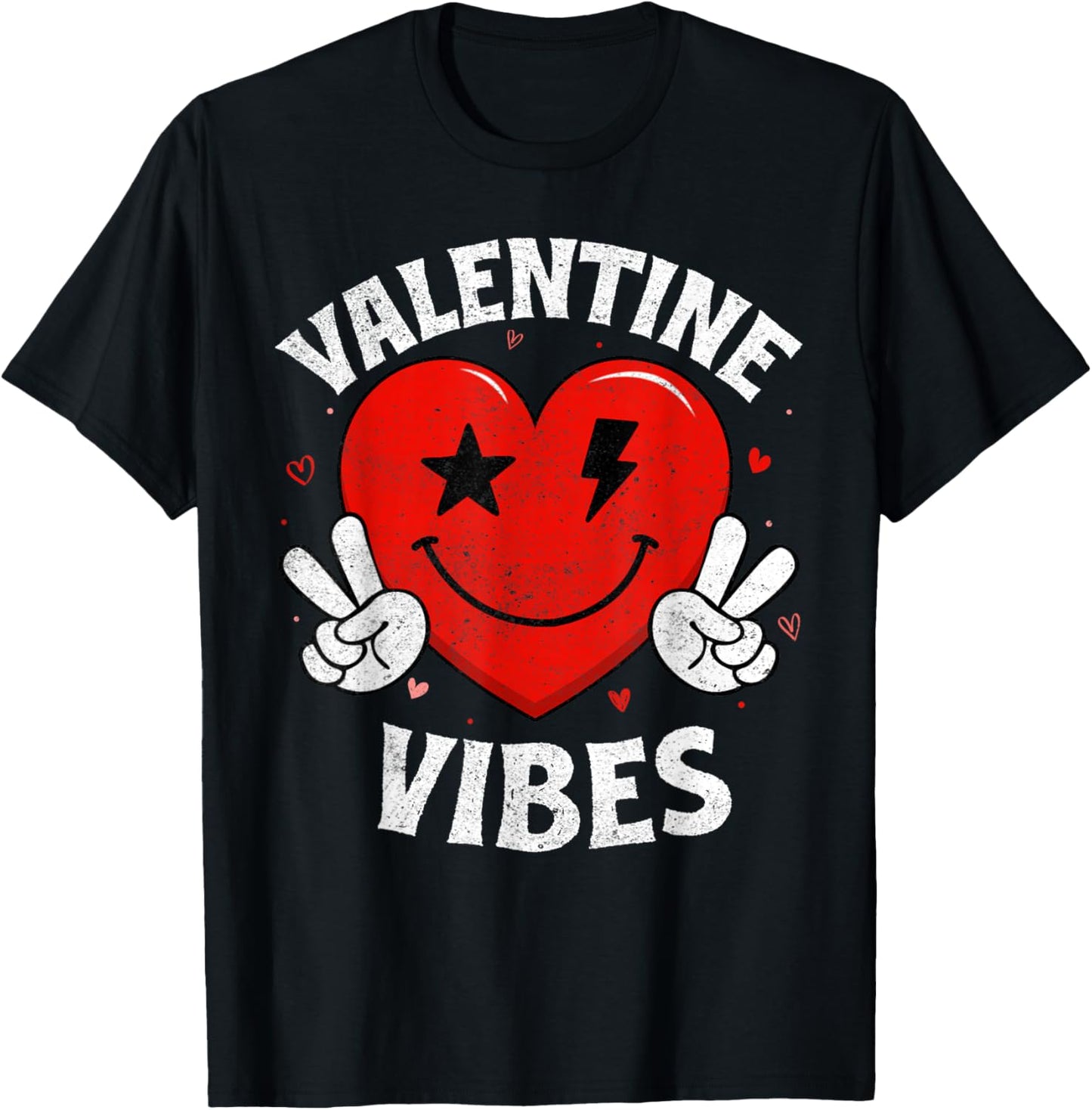 Valentine Vibes Hippie Valentines Day Shirts for Girls Women T-Shirt - T-Shirt | Black