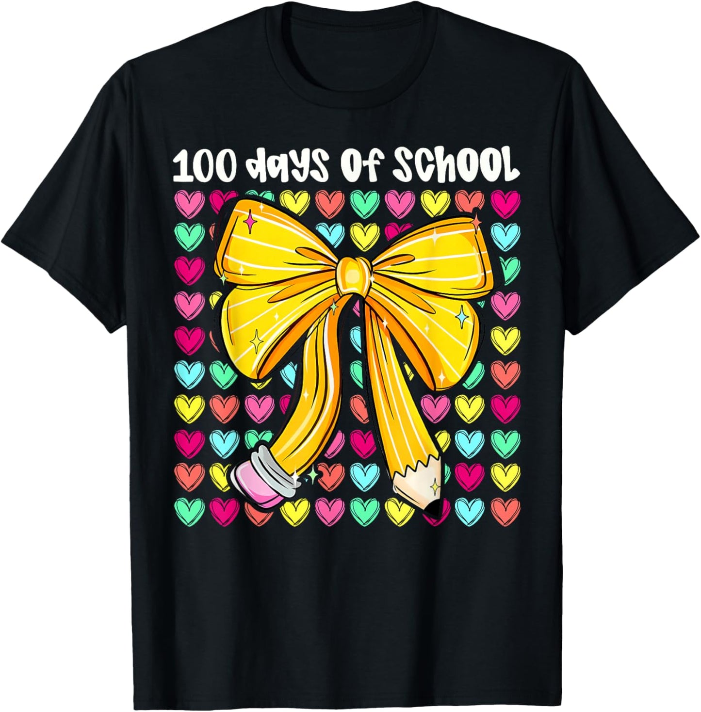 100th Day of School 100 Days Teacher Coquette Bow Girl Women T-Shirt - T-Shirt | Black
