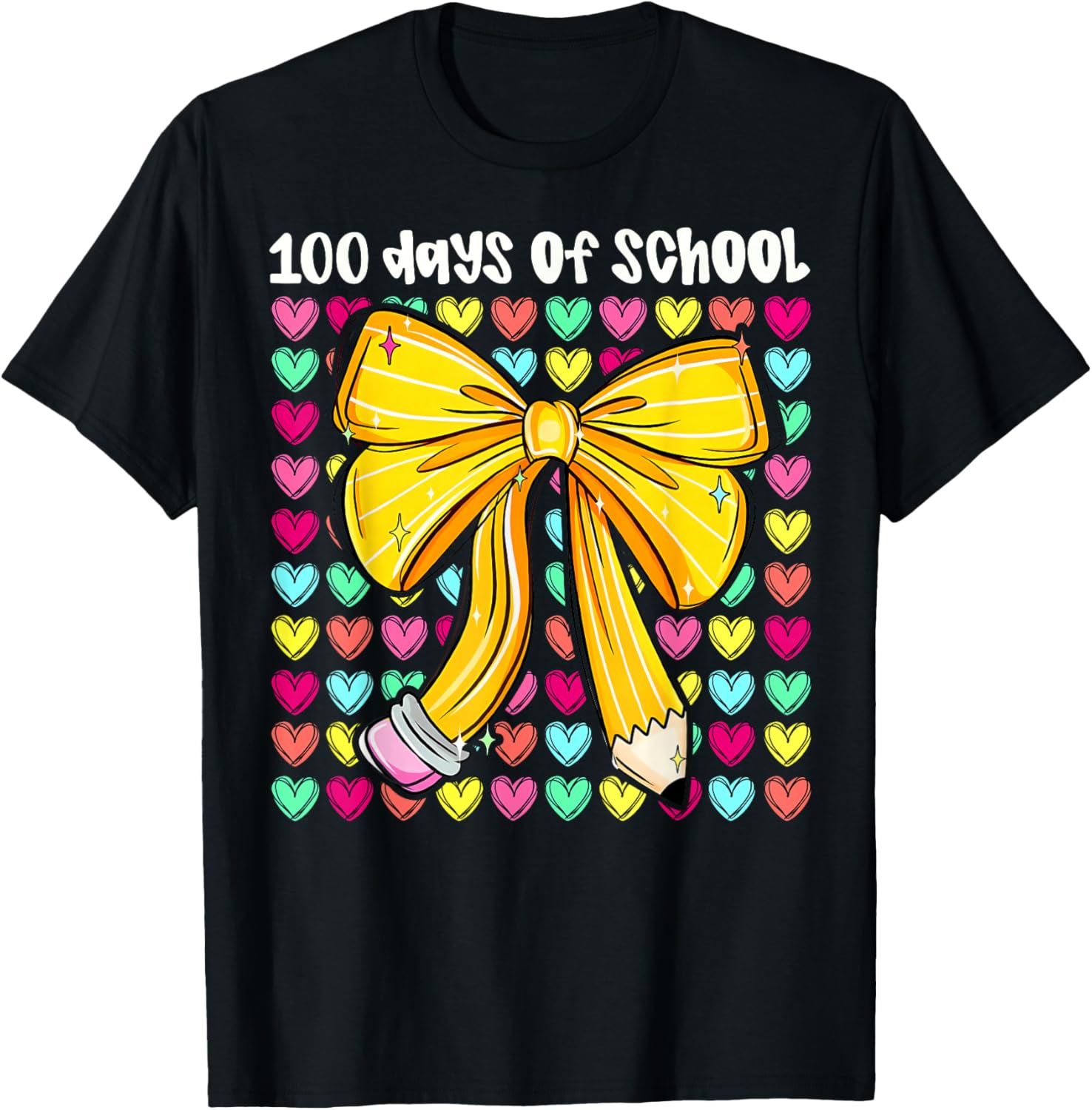 100th Day of School 100 Days Teacher Coquette Bow Girl Women T-Shirt - T-Shirt | Black