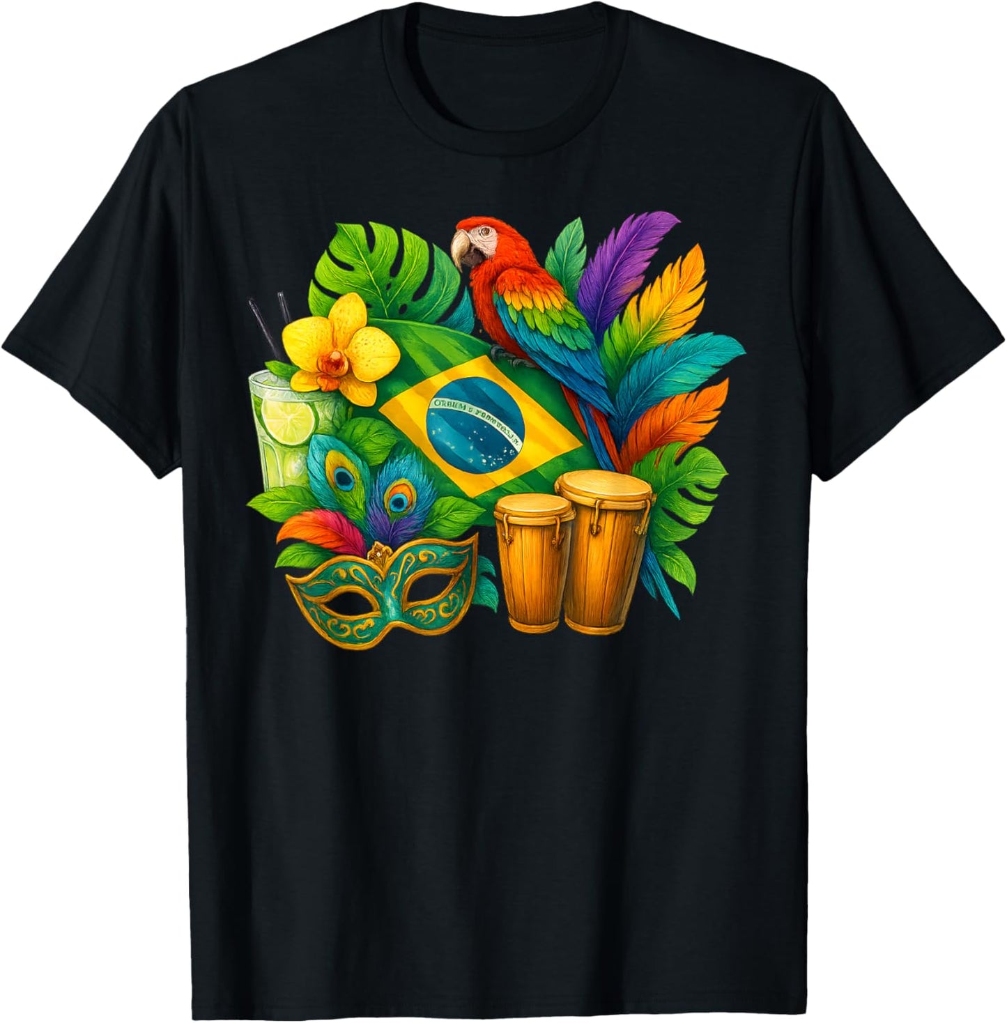 Brazil Flag Vacation Travel Brazilian Culture Men Women Kids T-Shirt - T-Shirt | Black