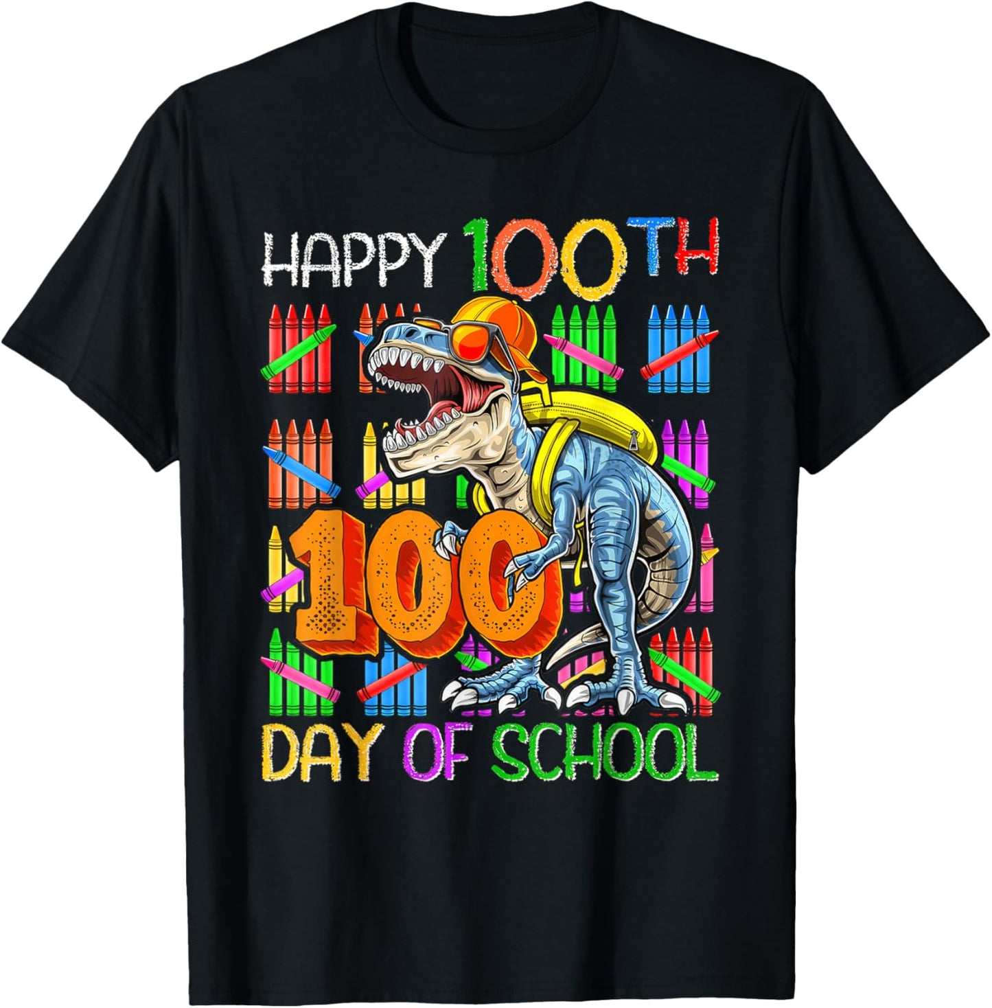 100 Days of School Dinosaur 100 Days Smarter 100th Day Kids T-Shirt - T-Shirt | Black