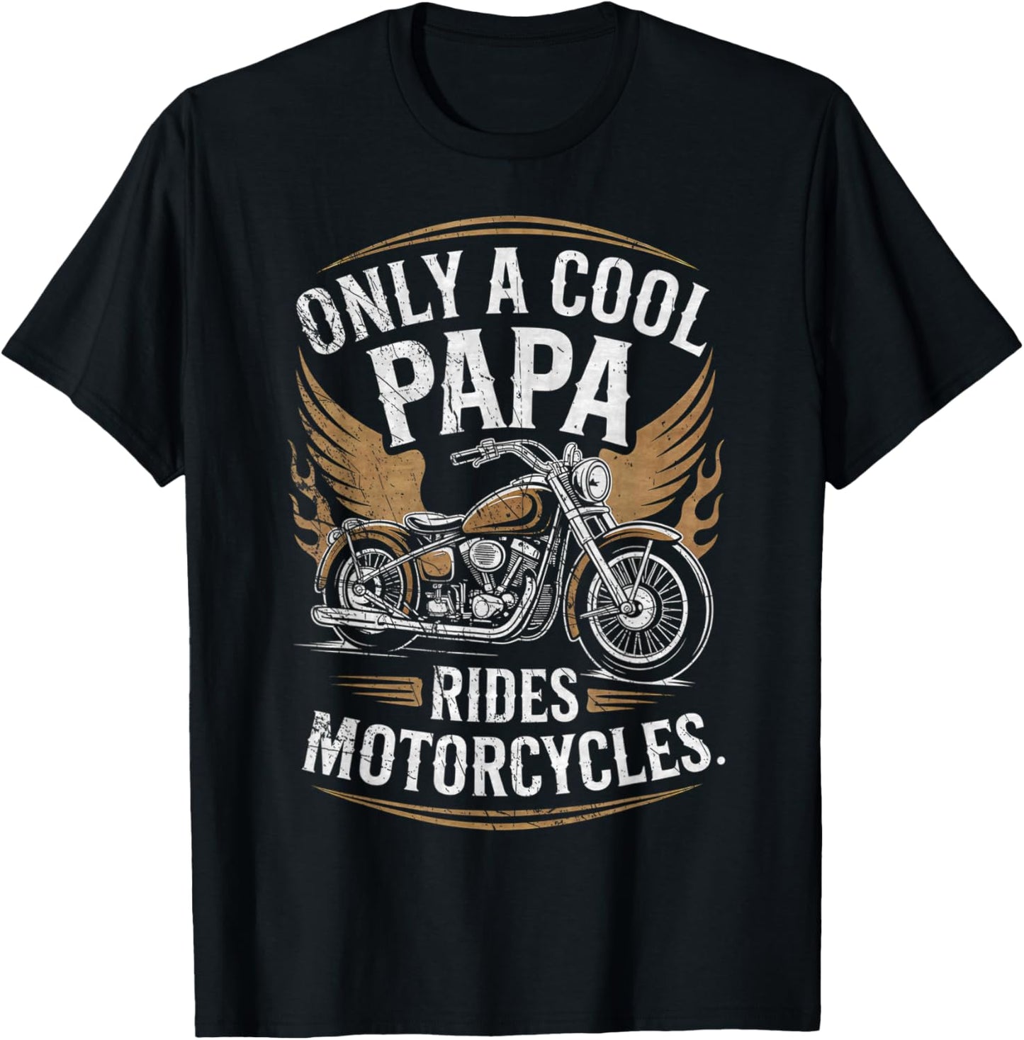 Only a Cool papa Rides Motorcycles for Motorcycle Lover T-Shirt - T-Shirt | Black
