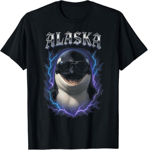 Alaska Whale Overloaded Graphic T-Shirt - T-Shirt | Black