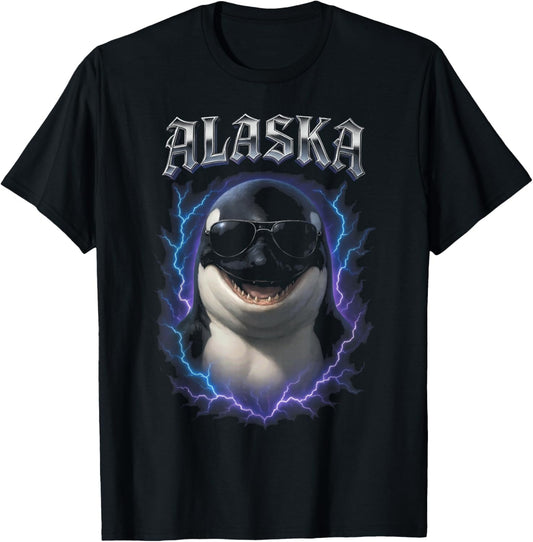 Alaska Whale Overloaded Graphic T-Shirt - T-Shirt | Black