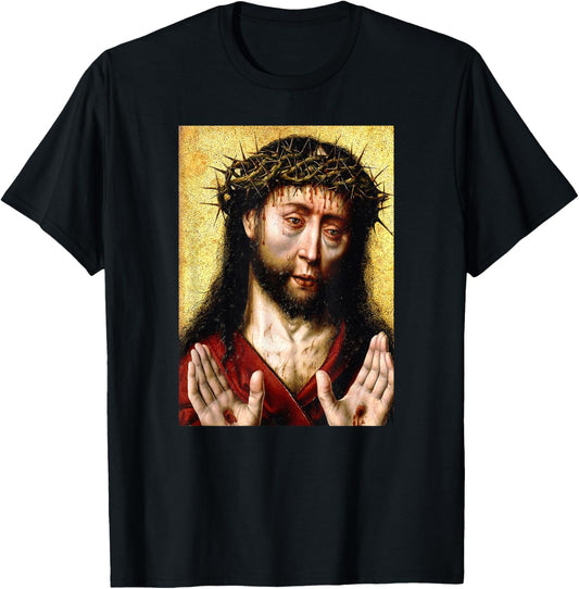 Jesus Christ Man of Sorrows Aelbert Bouts Painting 1500 T-Shirt - T-Shirt | Black