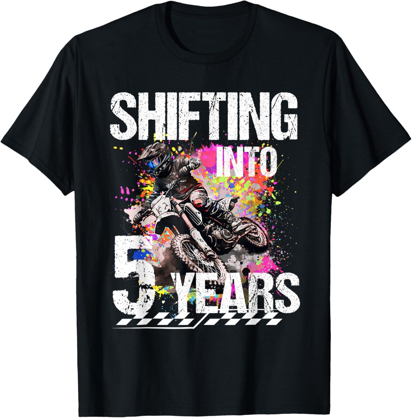 Shifting Into 5 Years Motocross Birthday Action Design T-Shirt - T-Shirt | Black