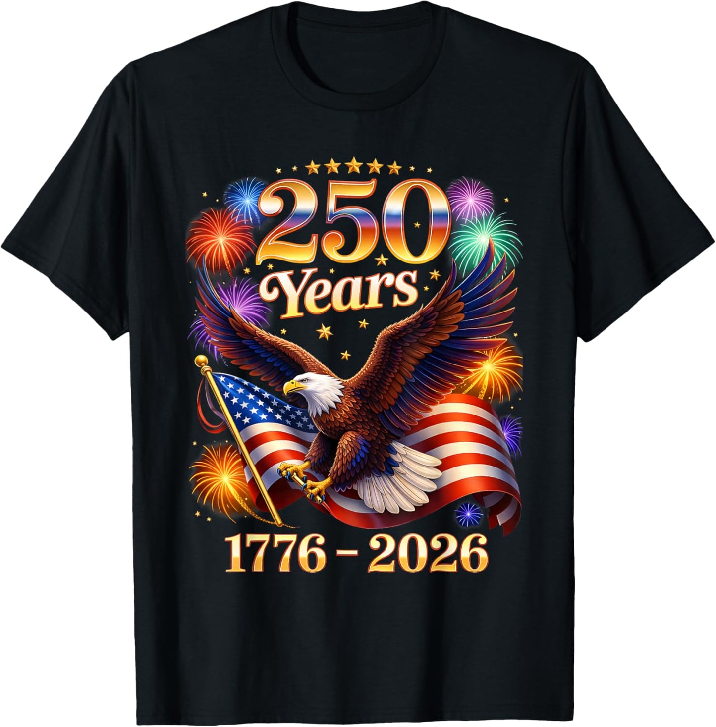 Patriotic Eagle and Flag 250 Years 1776-2026 4th of July T-Shirt - T-Shirt | Black