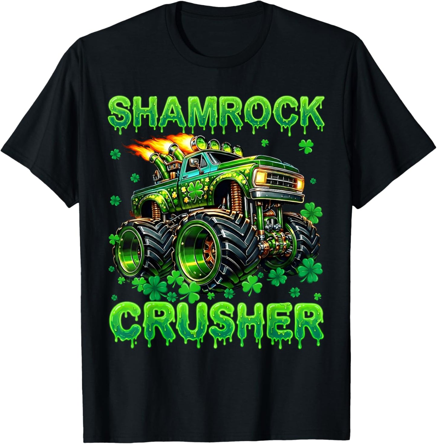 Shamrock Crusher Monster Truck Drip St Patricks Boy Toddler T-Shirt - T-Shirt | Black